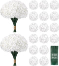 100Pcs White Hydrangea Artificial Flowers Bulk,Faux Silk Hydrangea Flowers by YOGJKI