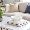 Braxio Decorative Bowl Modern Home Decor – Resin Ruffle Bowl Decorative Catchall for Entryway Dining Table Living Room Centerpiece Key Holder Fruit Bowl 9 x 9 x 2.6 Inch Art Deco Style by BRAXIO