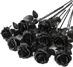 Nubry Artificial Silk Roses, 10pcs Fake Black Roses Bouquet by Nubry
