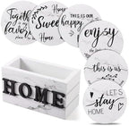 Queekay House Warming Gifts New Home Farmhouse Coasters Set of 6, Ivory by Queekay