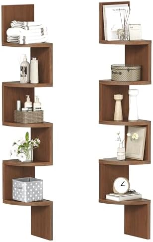 HOOBRO Corner Shelf Wall-Mounted, Set of 2 Floating Corner Shelves for Wall by HOOBRO