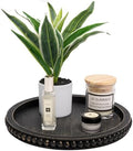 HPC Decor 12in Round Tray for Home Decor- Black Wood Beaded, Decorative Round Tray for Living Room Decor, Coffee Table Decor, Kitchen Table Decor or Farmhouse Serving Tray by HPCDECOR