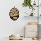 dvhdajed Vintage Mallard Duck Nursery Oval Wall Art Decor, Country Farmhouse Duck Hunting Framed Canvas Art, Rustic Cottage Core Farm Animal Oval Wall Hanging Decor for Bedroom Living Room, 8.7x11.3 - Image 2