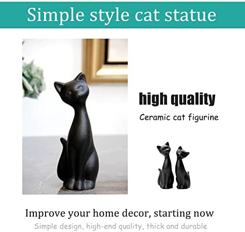 QIANLING 2Pcs Black Cat Statue, Home Decor Mini Cat Figurines, Room Decor Matt Ceramic Small Cat Figurine, Give Cat Figurines for Cat Lovers,Ideal for Interior Decoration Or Couples, Wedding Gifts - Image 3