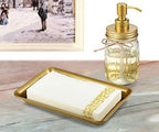 SheeChung Metal Vanity Tray, Bathroom Tray for Perfume Makeup Jewelry, Gold - Image 5