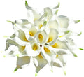 ONLY ART Artificial White Calla Lily 20pcs – 13.5" PU Faux Flowers with Flexible Stems, Soft Texture, for New Year and Valentine's Day Home, Wedding & DIY Decor by ONLYART
