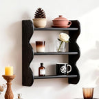 100% Solid Wood Floating Shelf, Vintage Wall Shelves Wall Mounted Storage Rack 3-Tier, Farmhouse Decor Hanging Shelf Display Shelves for Apartment, Living Room and Bedroom by HuiDao