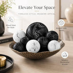 Creative Scents Black & White Small Set of 8 Marble Look Decorative Balls for Bowls – Decorative Orbs Spheres for Coffee Table Centerpiece, Dining Table, Living Room - Modern Bowl Fillers for Home - Image 3