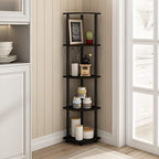 Furinno TURN-N-TUBE Corner Shelf, 5-Tier Corner Bookshelf, Open Storage Shelves, for Organization and Storage, Living Room, Home Office, Garage, Bedroom, Espresso - Image 2