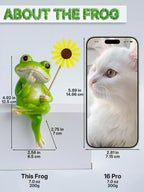 Frog Figurine, Funny Frog Statue with Removable Flower, DIY Customizable Office Home Decor for Living Room Shelf Desk Accessories, Outdoor Yard Garden Decorations, Birthday Gifts for Women - Image 2