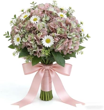 Kimura's Cabin 6pcs Fake Hydrangeas Flowers Vintage Artificial Silk Hydrangea Bouquets with Stems for Wedding Party Home Table Core Decoration (Green Purple, Pack of 6) - Image 5