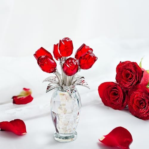 Crystal Rose Flower Figurine Bouquet Home Table Centerpiece Decor - Image 6