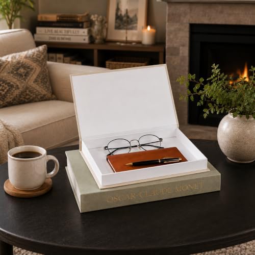 3 Linen Decorative Books with Hidden Storage, Faux Book Box for Home Decor - Image 2