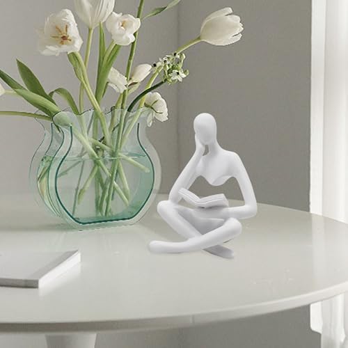 Jinkoozz Reading Women Statue, Thinker Sculptures, Abstract Art Ornament, Modern Aesthetic Figurine Decoration, Suitable for Home Living Room Bedroom Office Shelf Table Desk Bookshelf Decor - Image 4