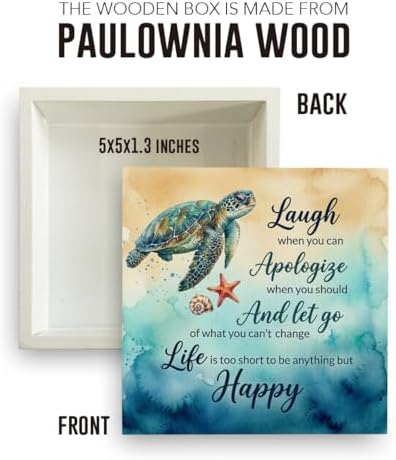 Sea Turtle Decor Summer Decorations for Home Beach Room Decor Summer Decorations Wooden Box Sign for Home Office Farmhouse Table Shelf - Image 2