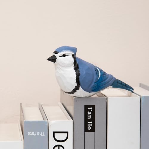 Handmade Wooden Blue Jay Bird Figurine – Backyard Blue Jay Home Decor, Cute Jay Knick-Knack for Bird Lovers, Unique Gift for Women, Mom, Friends – Rustic Nature Home Ornament - Image 5