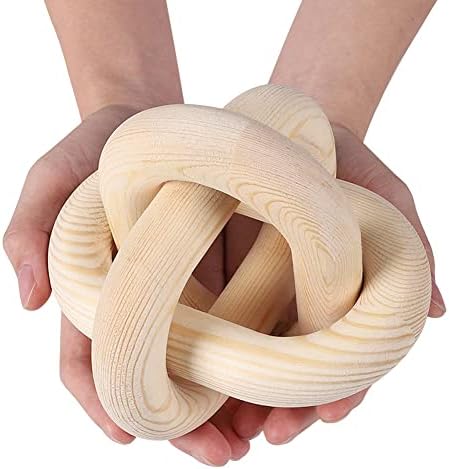 Wood Knot Chain Link Decor - 3 Link Boho Wooden Hand Carved Decorative Wooden Links Knots for Coffee Table Entryway Modern Farmhouse Shelf Decoration - Image 3