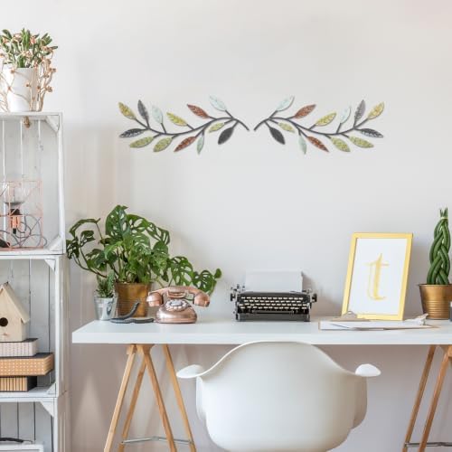 Zhengmy 2 Pcs Metal Leaf Wall Art Vine Branch Decor,Multi Color - Image 4