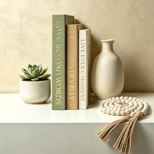 Aesthetic Decorative Books, Set of 3 Fake Book Boxes with Storage Space by Bklvy