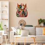 Wesiti Metal Cat Wall Art 11x11.8in Colorful Retro Iron Sculptures - Image 6