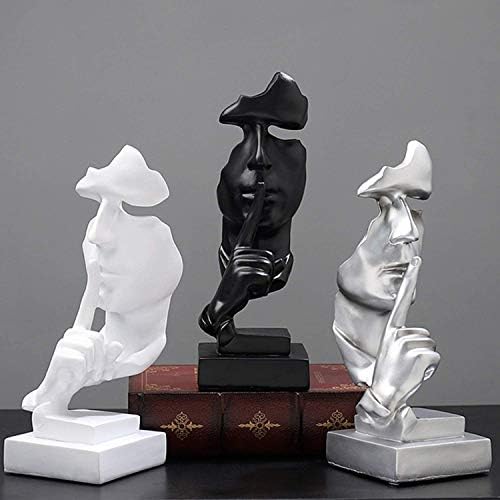 aboxoo Thinker Statue, Silence is Gold Abstract Art Figurine, Modern Home Resin Sculptures Decorative Objects Piano Desktop Decor for Creative Room Home, Office Study Decor (Black) - Image 5