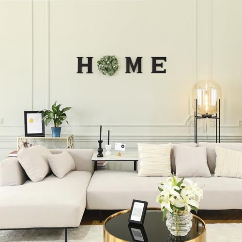 Mkono Home Sign Wall Decor, Farmhouse Wood Letters Eucalyptus for O, Black - Image 4