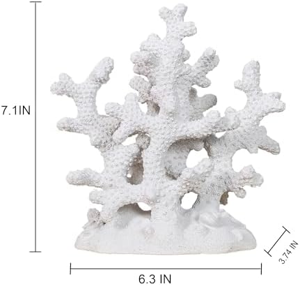 7.1" H White Coral Decor, Resin Statue, Nautical Decorations for Home, Bedroom, Bathroom, Living Room, Beach/Coastal/Ocean Themed Cabinet Shelf Tabletop Decor - Image 7