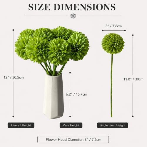 Mandy's 12pcs Artificial Green Ball Chrysanthemum Flowers - Image 3