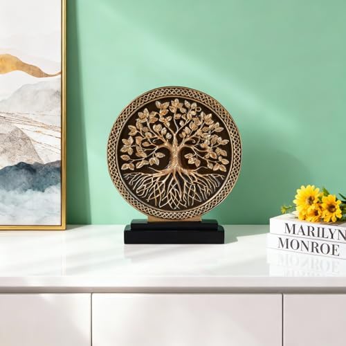 Abstract Circular Tree of Life Decorative Sculpture, Black and Gold Home Decor, Modern Art Home Accent Suitable for Office Shelves, Coffee Tables, and Above Cabinet Decorative Statue. - Image 6