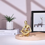 2-Piece Gold Resin Seated Reading Figurines with Books, Bookshelf Decor - Image 6