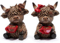 Hodao Christmas Highland Cow Coffee Resin Figurines,Xmas Farmhouse Decor for Tiered Tray, Tabletop, Mantel, Gift for Xmas Home Decoration by Hodao