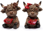 Hodao Christmas Highland Cow Coffee Resin Figurines,Xmas Farmhouse Decor for Tiered Tray, Tabletop, Mantel, Gift for Xmas Home Decoration by Hodao