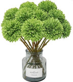 Tinsow 12 pcs Artificial Flowers Green Faux Ball Chrysanthemum Bouquet Flowers Wedding Bouquet for Spring Home Garden Party Wedding Decoration St Patricks Day Table Centerpiece by Tinsow