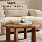 Oval Tray for Coffee Table Decor, 13" Concrete Coffee Table Tray,Cream Gray - Image 2