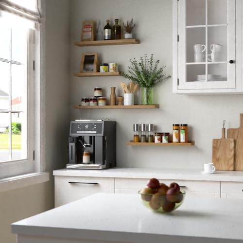RICHER HOUSE 5-Set Floating Shelves with Lip, Oak Wall Mounted Wood Shelf - Image 6
