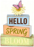 Spring Decoration Wooden Tiered Tray Decor – Rustic Hello Spring Bloom Stacked Block Sign with Butterfly Daisy Topper – Farmhouse Tabletop Spring Decor for Living Room Shelf Kitchen Coffee Bar Seasonal Home Display by Unknown