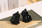QINJIEJIE Black Obsidian Cat Decor Statue Figurine Healing Crystals Gift - Image 4
