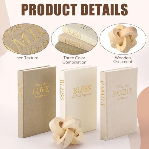 Feifeiya 4 Pcs Sage Green Faux Decorative Books with Wooden Knot - Image 4