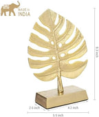 MyGift Brass Tone Metal Palm Leaf Modern Art Sculpture Decor, Monstera Plant Statue - Handcrafted in India - Image 5