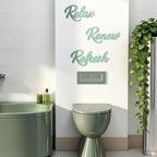 3 Pcs Bathroom Wall Decor Wooden Relax Renew Refresh Sign (Green) - Image 6