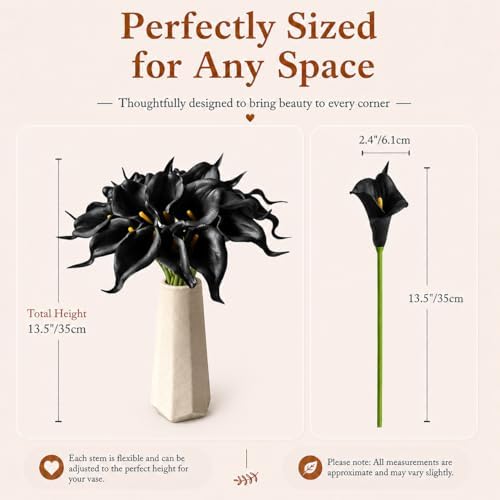 Mandy's 20pcs Black Calla Lily Artificial Flowers - Image 3