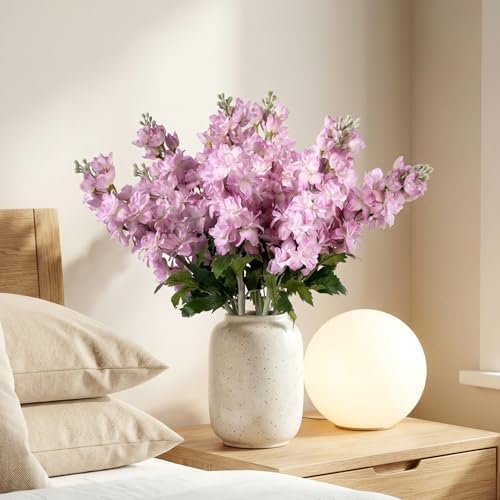 Fake Flowers 23.6” Delphinium Artificial Flowers 8Pcs Silk Flowers with Stems Long Stem Artificial Flowers for Tall Vase Faux Flowers for Indoor Home Decoration Wedding Decoration Centerpiece (Purple) - Image 3