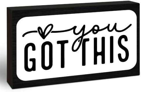 3x5 Encouragement Wooden Block Sign, You Got This, Black Frame by EXW