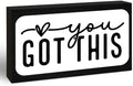 3x5 Encouragement Wooden Block Sign, You Got This, Black Frame by EXW