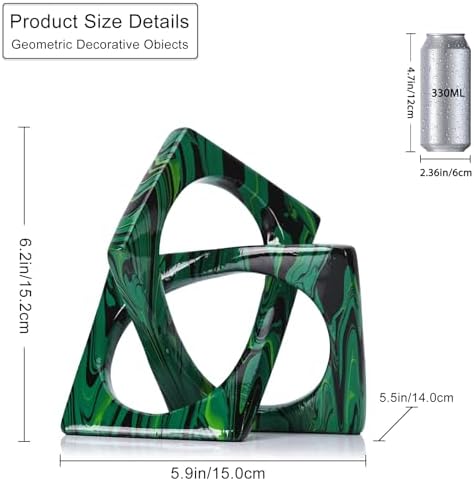 Modern Geometric Sculpture Emerald Green Knot Statue Decor, Home Bookcase Centerpiece Jax Decorative, Tabletop Sculpture and Figurines for Home Decor Accent, Cube Decorative - Image 2