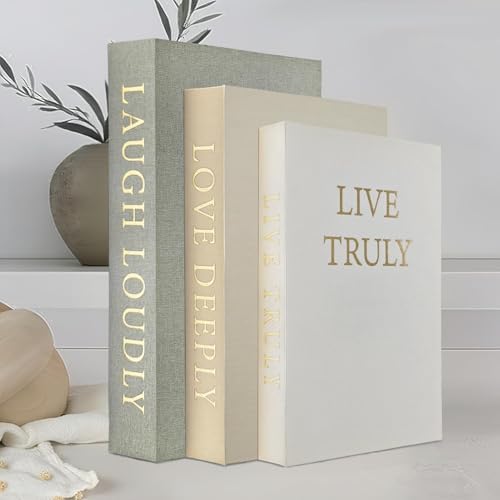 Aesthetic Decorative Books, Set of 3 Linen Faux Books for Decoration by YKANYN
