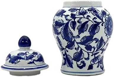 8" Ceramic Ginger Jar w/Lid - Classic Chinese Style Porcelain Jar Tea Storage for Home Decor Decorative Centerpiece Vintage Accent Antique Vase Jingdezhen (Blue & White Flower 2) - Image 6