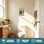 Brush Now Moo Later Highland Cow Tin Sign Rustic Bathroom Decor - Image 2