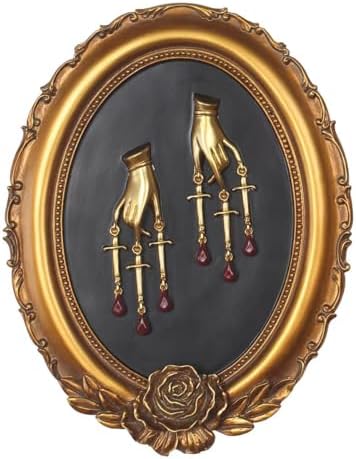 S-MANTIS Vintage Wall Sculpture,Antique Pediment,Hallway Wall Art,Hand Painted Flower Wall Decoration Accent Artworks for Indoor Kitchen Bedroom Living Room Office Outdoor Garden Patio Gothic (Gold Hand) by S-MANTIS