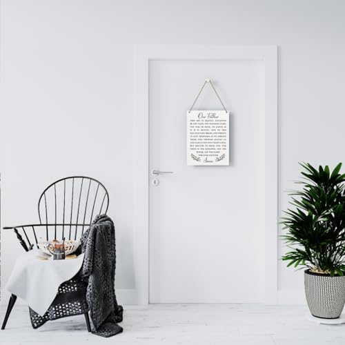 Christian Bible Verses Wall Decor Our Father Prayer Wall Decoration The Lords Prayer Wooden Hanging Sign Scripture Wall Art for Home Living Room Bedroom Home Wall Decor 8x10 Inches Religious Gift - Image 6